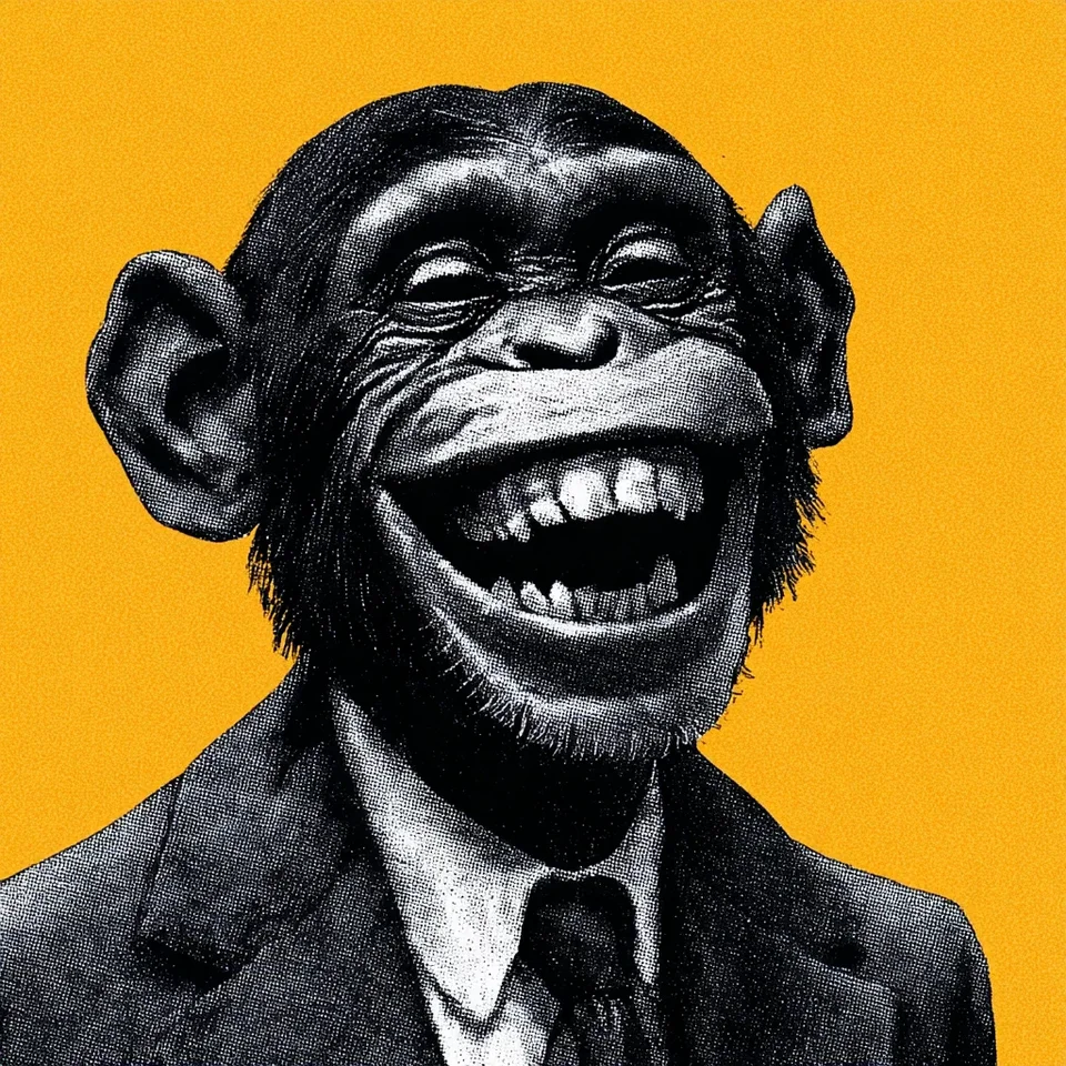 Laughing chimpanzee reference